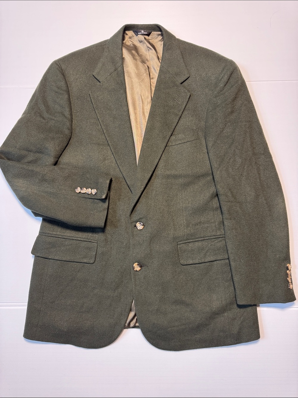 POLO University Club by Ralph Lauren Vintage Olive Green Camel Hair Blazer Men's